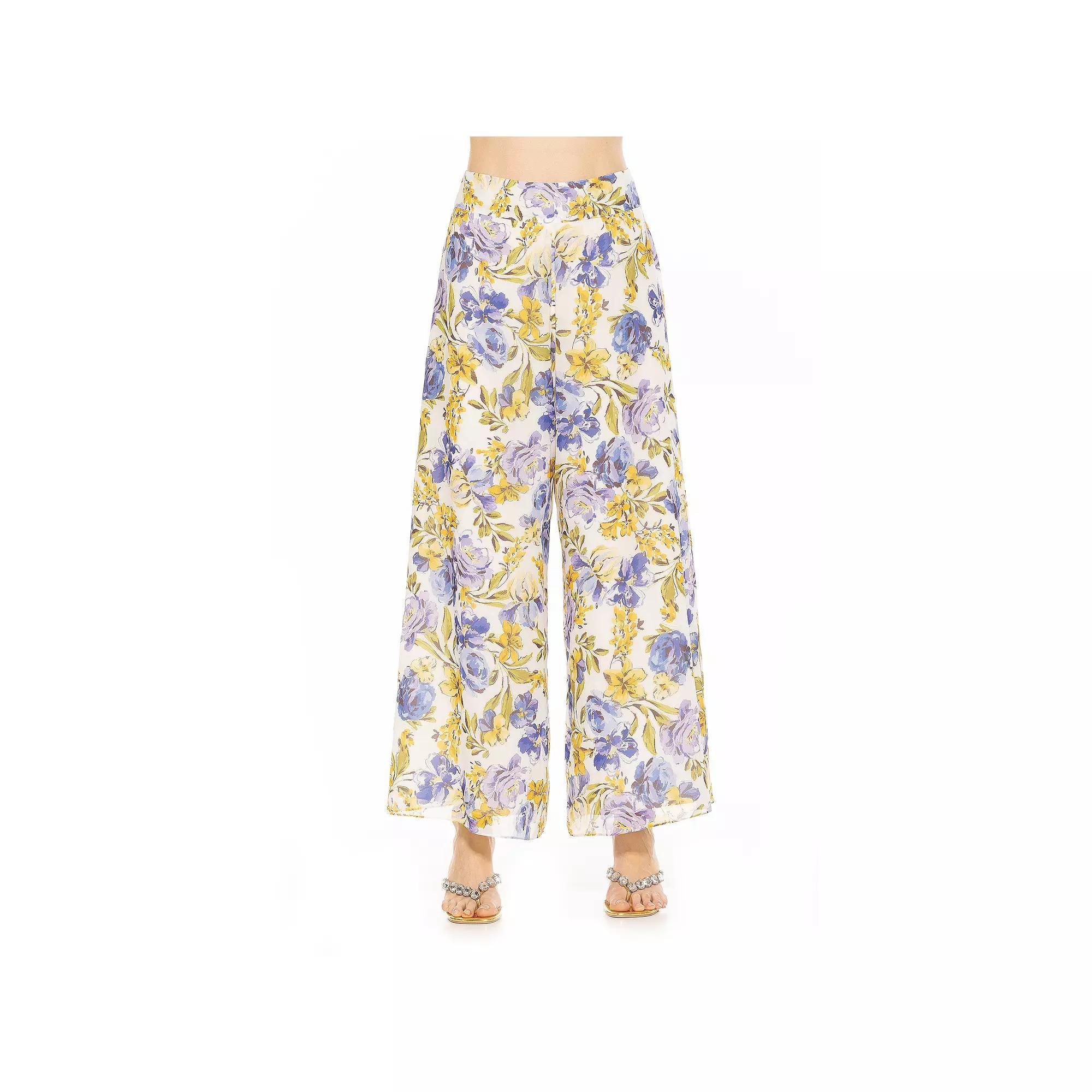 Women's ALEXIA ADMOR Imogen Wide Leg Chiffon Pants, Size: 8, Garden Pink Product Image
