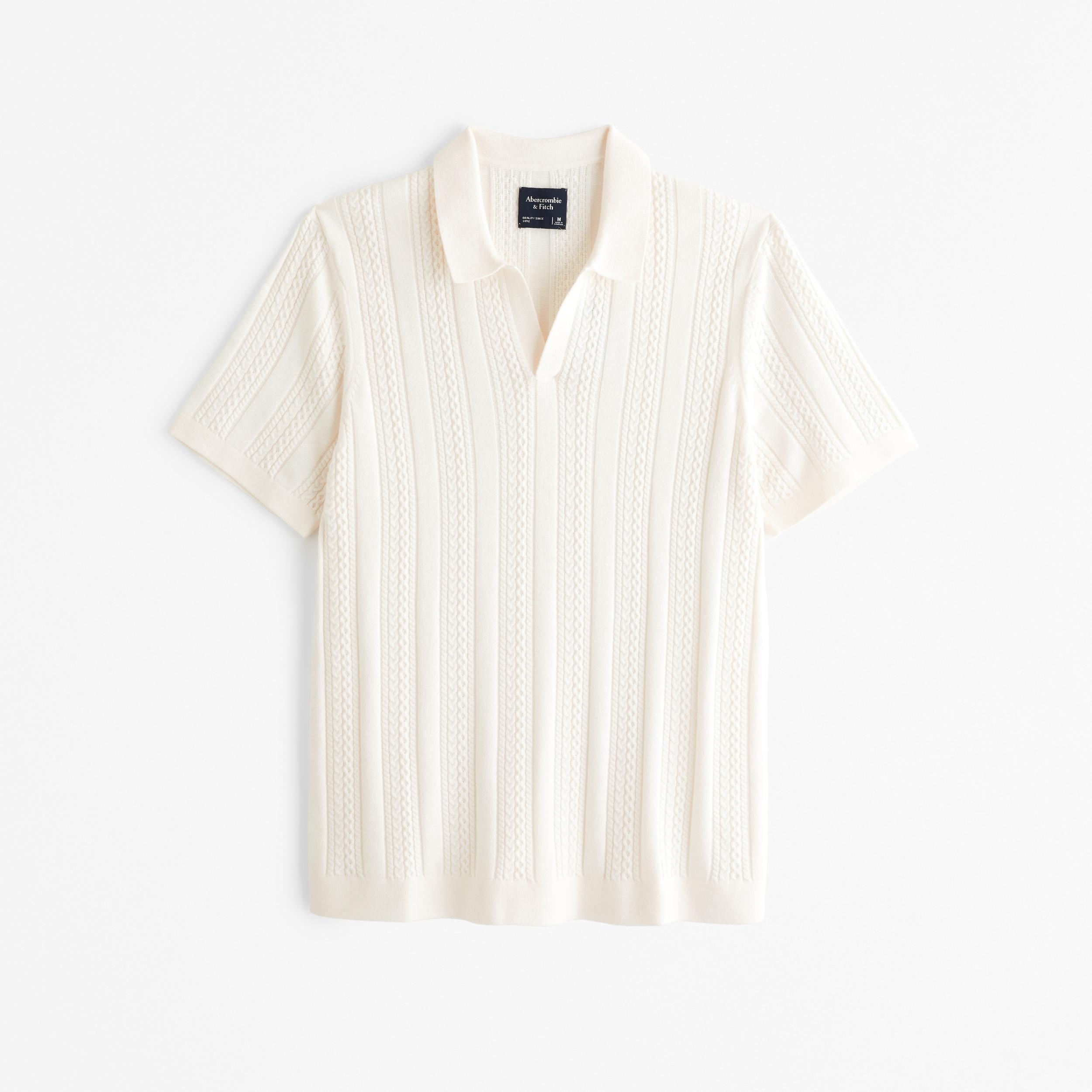 Cable Stitch Johnny Collar Sweater Polo Product Image