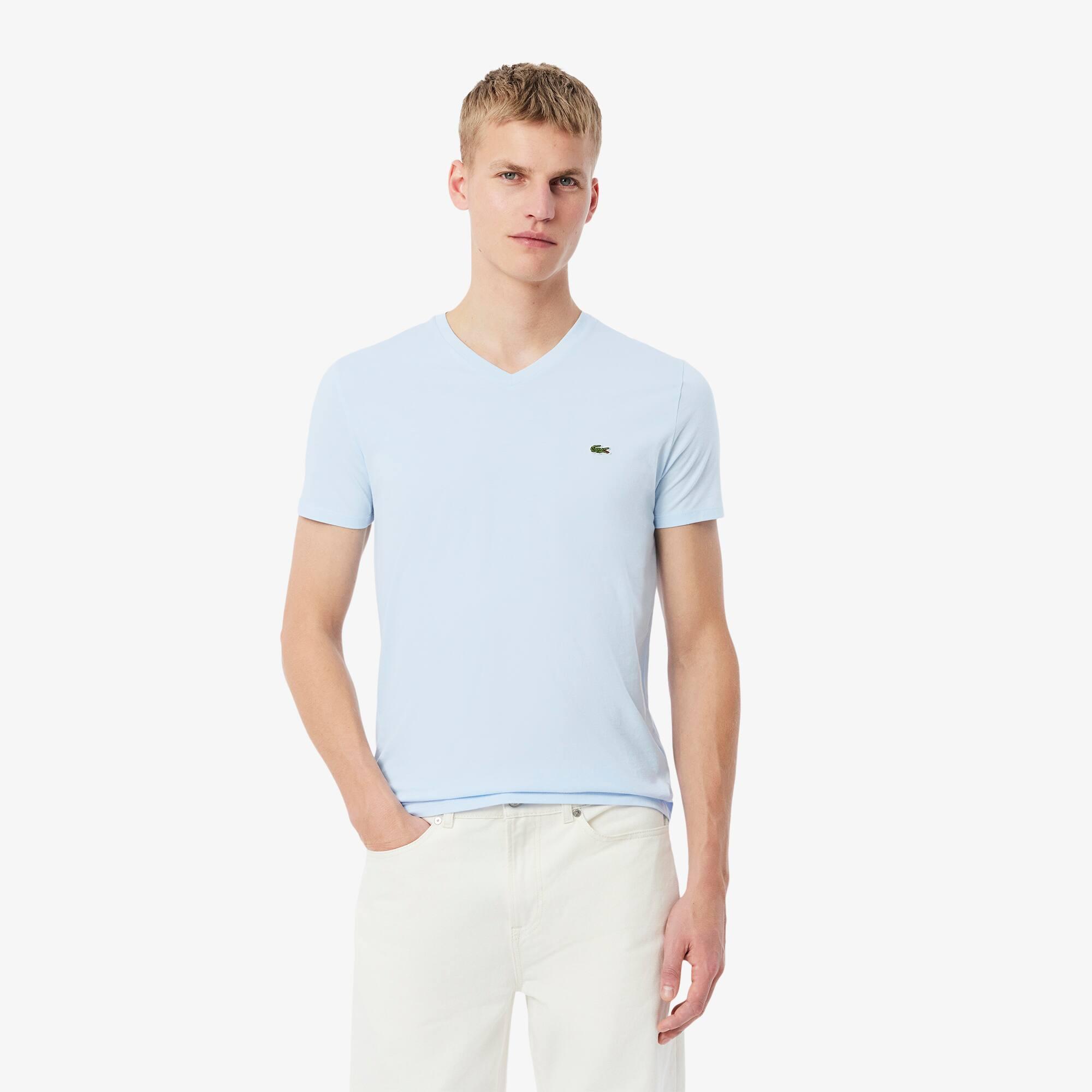 Lightweight Cotton Pima V Neck T-shirt Product Image