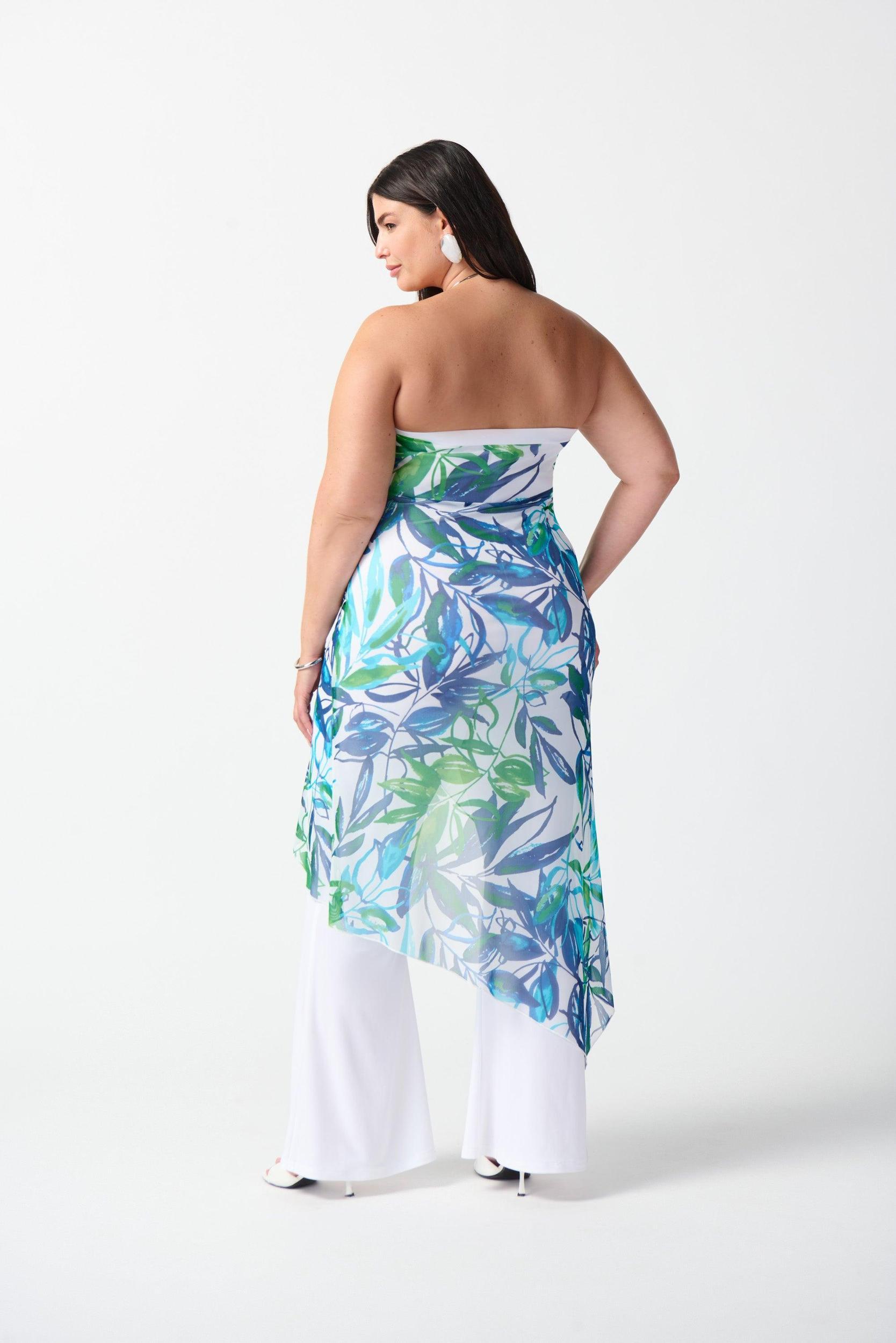 Mesh And Silky Knit Tropical Print Jumpsuit Product Image