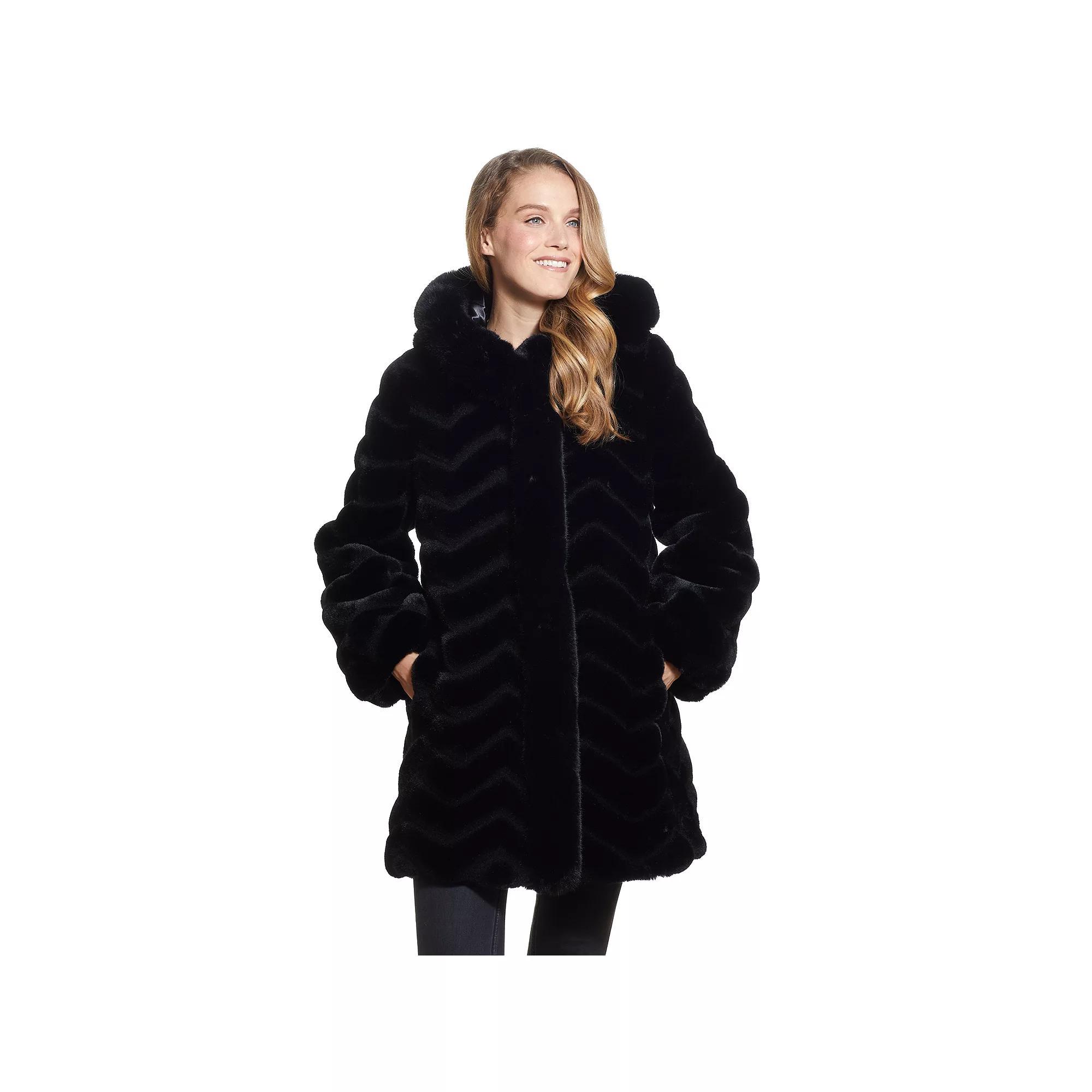 Womens Gallery Hooded Faux-Fur Walker Jacket Product Image