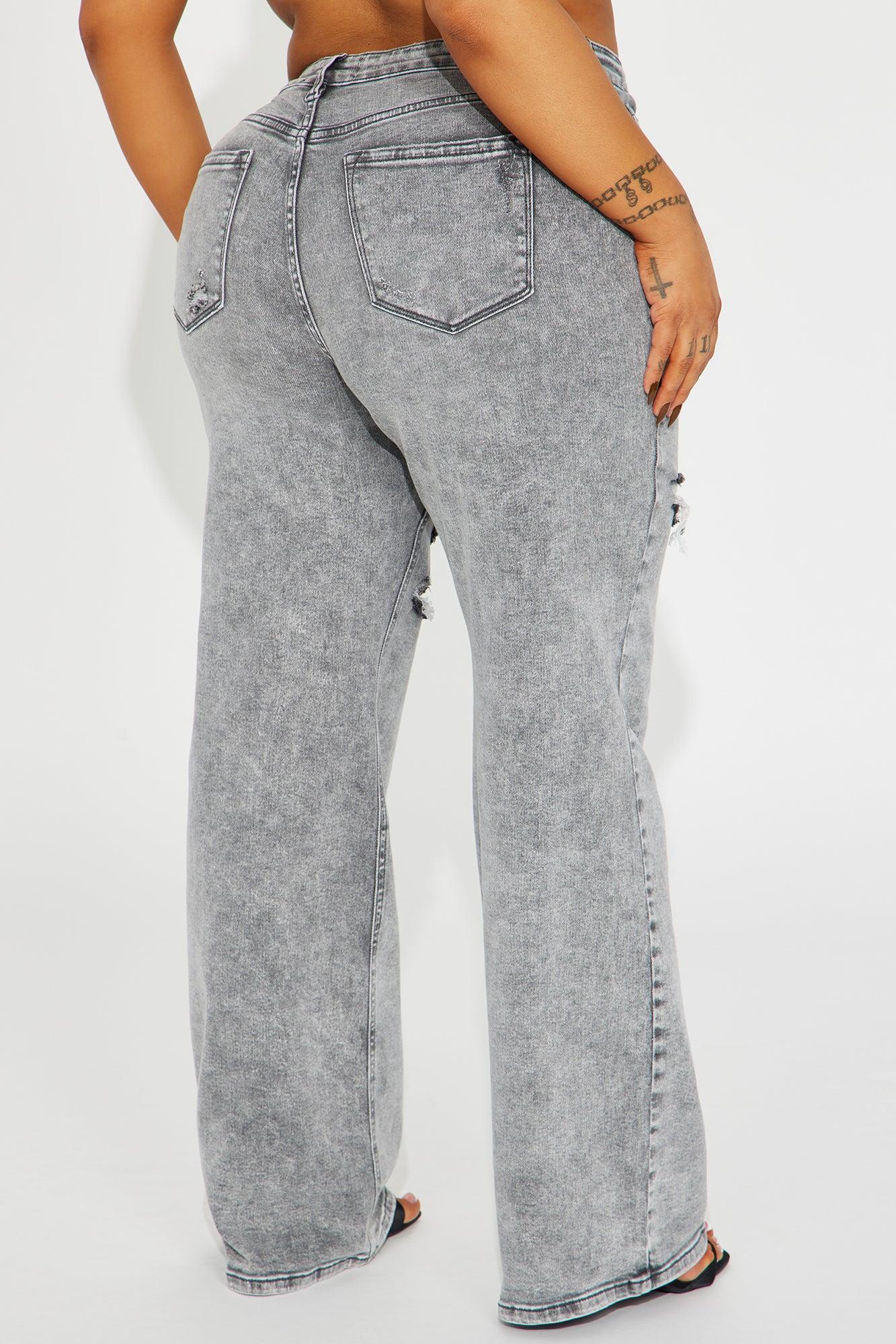 Remi Ripped Stretch Baggy Jeans - Grey Product Image