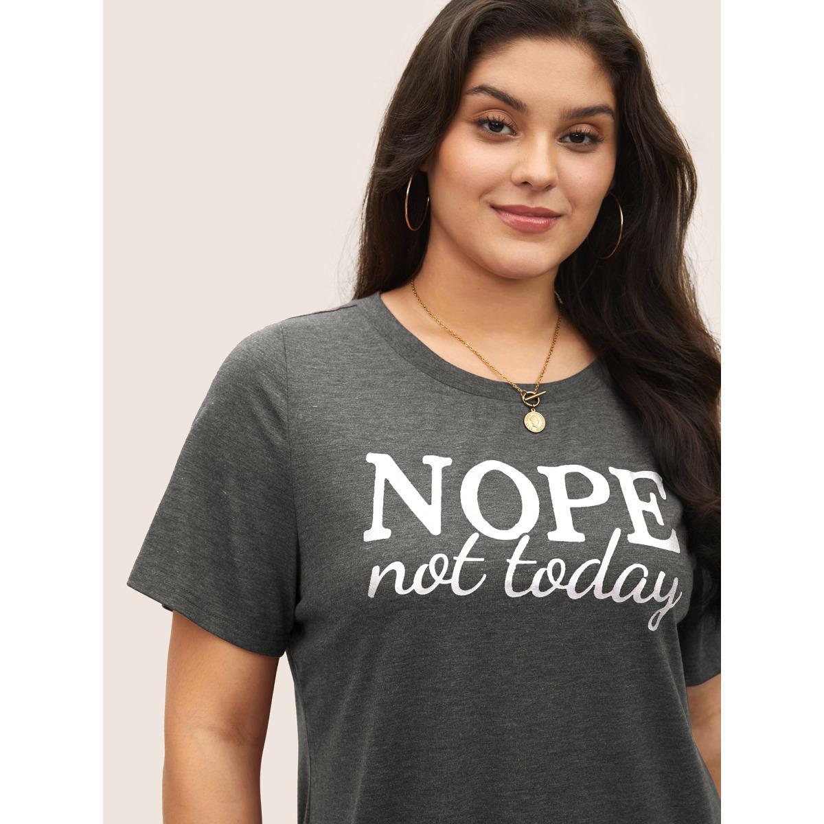 Plus Size Heather Positive Slogan Crew Neck T-shirt DimGray Women Casual Positive slogan Round Neck Everyday T-shirts BloomChic 18-20/2X Product Image