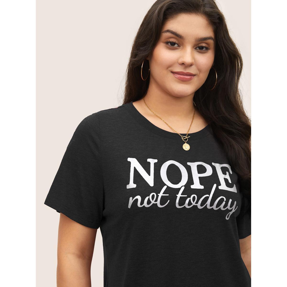 Plus Size Heather Positive Slogan Crew Neck T-shirt Black Women Casual Positive slogan Round Neck Everyday T-shirts BloomChic 14-16/1X Product Image