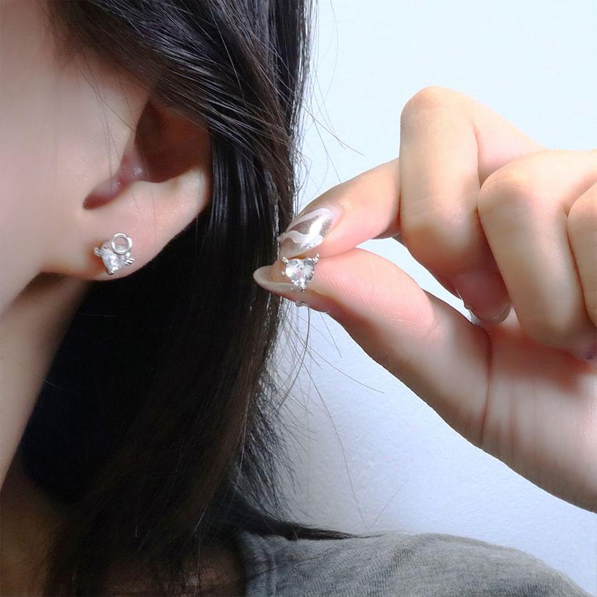 Heart Rhinestone Angel Alloy Stud Earring Product Image
