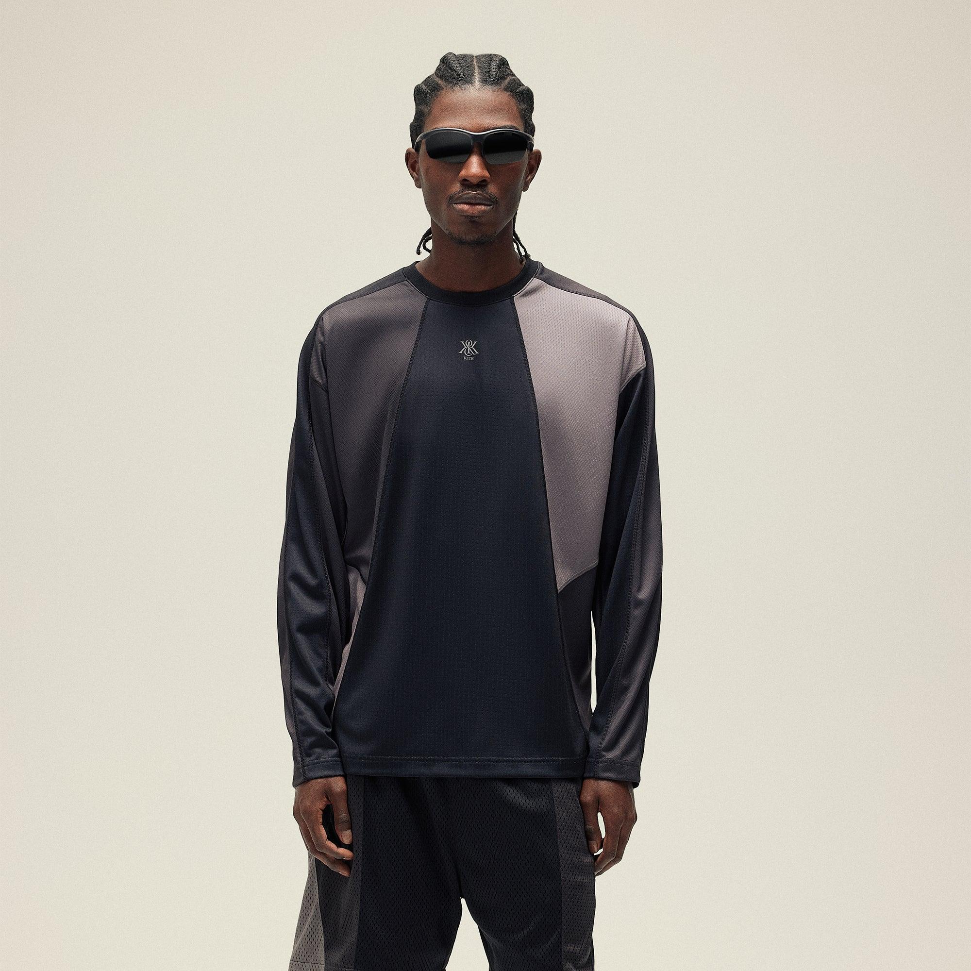 Kith Long Sleeve Panelled Otto Tee - Black Male Product Image
