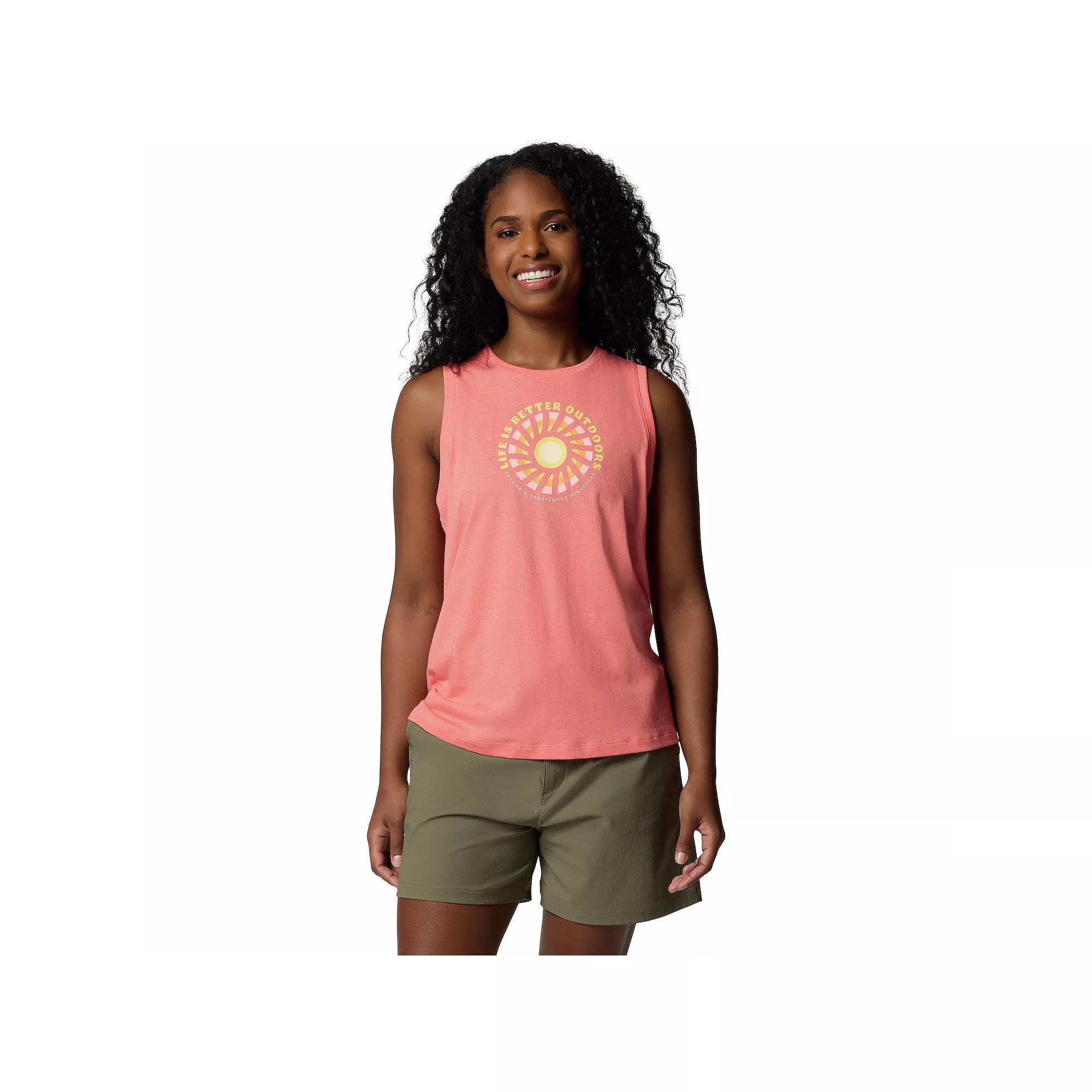Women's Columbia Ruby Springs Crewneck Graphic Tank Top, Size: Small, Alpenglow Product Image
