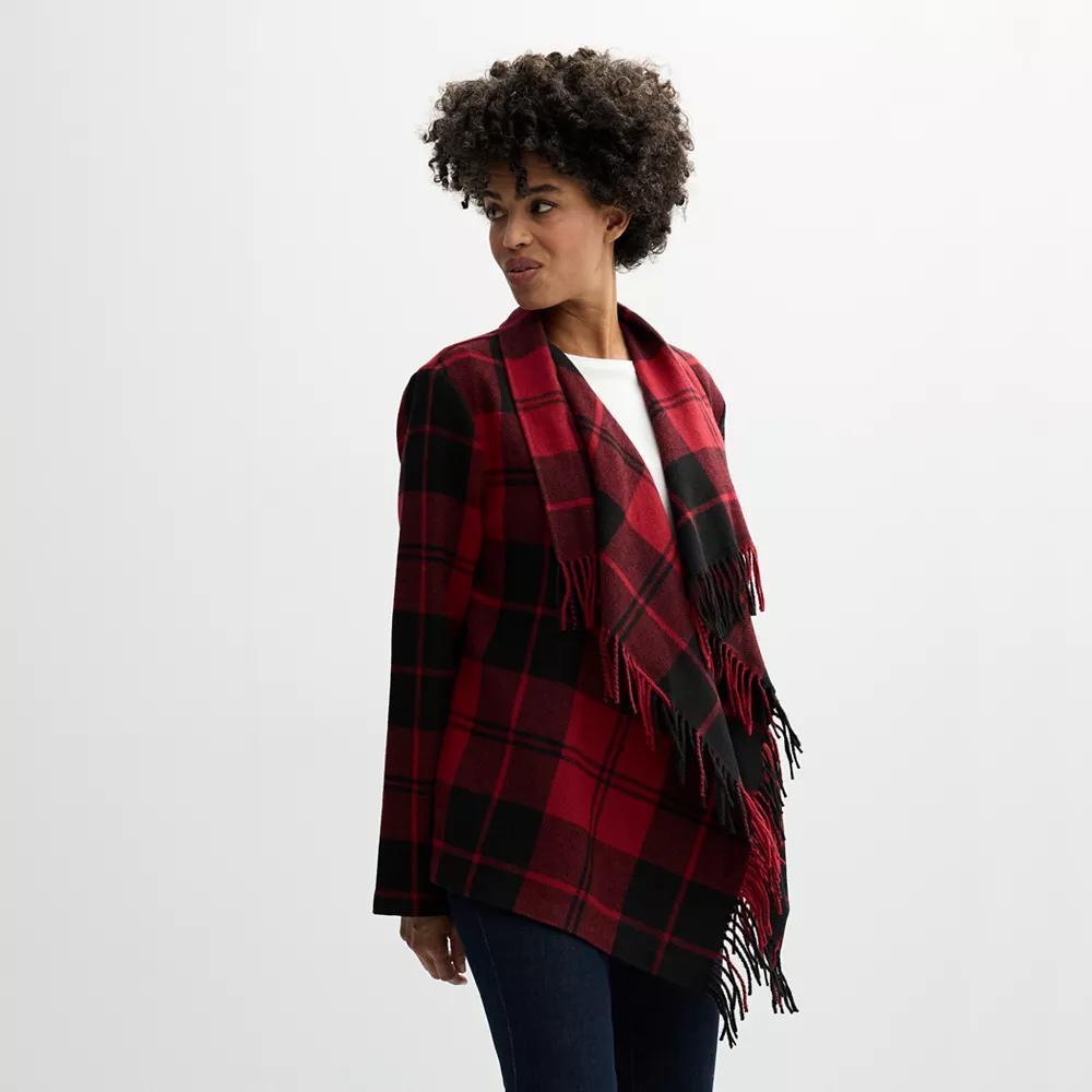Womens Croft & Barrow Plaid Shawl Jacket Product Image