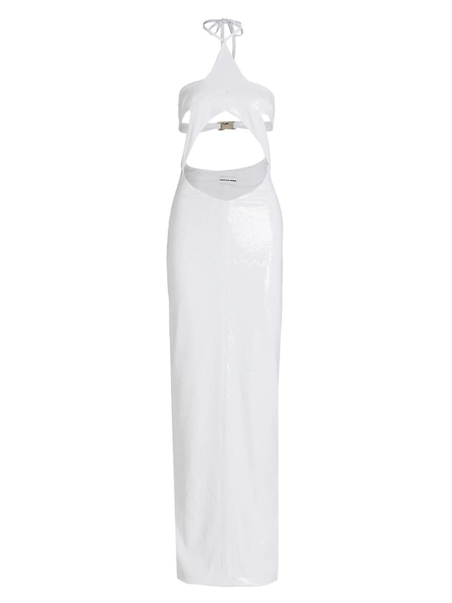 Womens Metallic Halter Gown Product Image