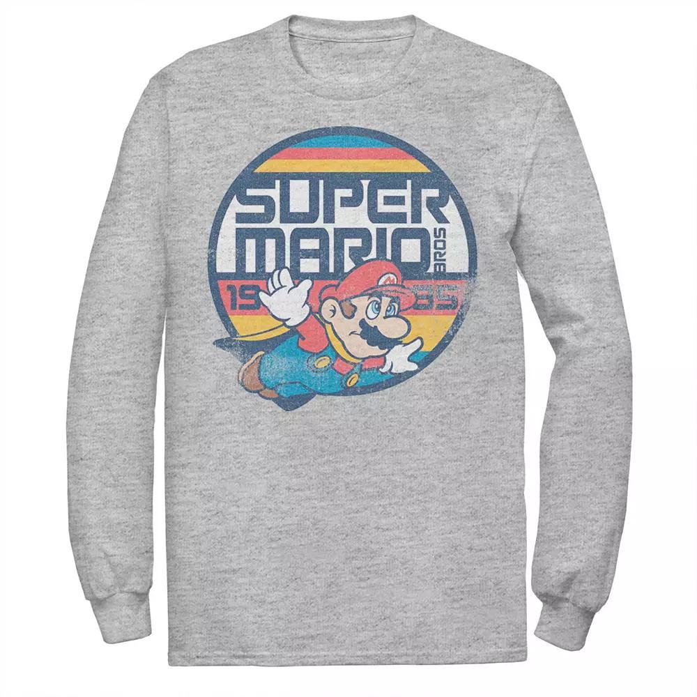 Big & Tall Nintendo Super Mario Bros Mario Flying Long Sleeve Graphic Tee, Men's, Size: 4XL, Athletic Grey Product Image