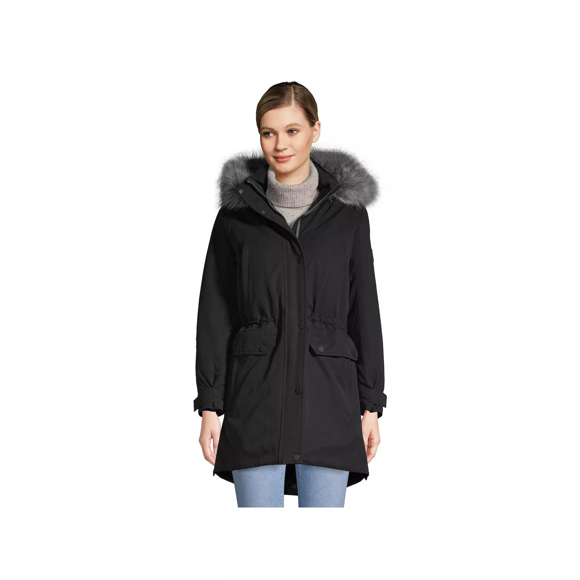 Women's Lands' End Expedition Down Waterproof Winter Parka, Size: Medium, Black Product Image