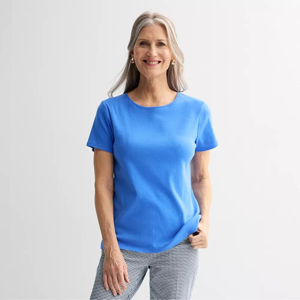 Petite Croft & Barrow® Essential Crewneck Tee, Women's, Size: XS Petite, Valen River Product Image