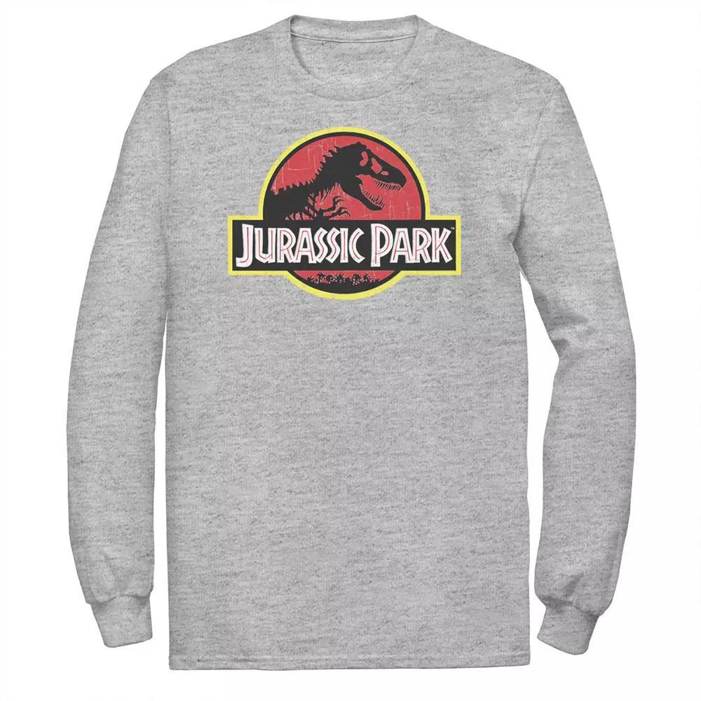 Men's Jurassic Park Red & Yellow Outline Logo Graphic Tee, Size: XXL, Royal Grey Product Image