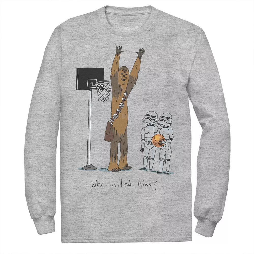 Disney's Star Wars Men's Chewbacca Basketball Who Invited Him Long Sleeve Tee, Size: 5XL, Athletic Grey Product Image