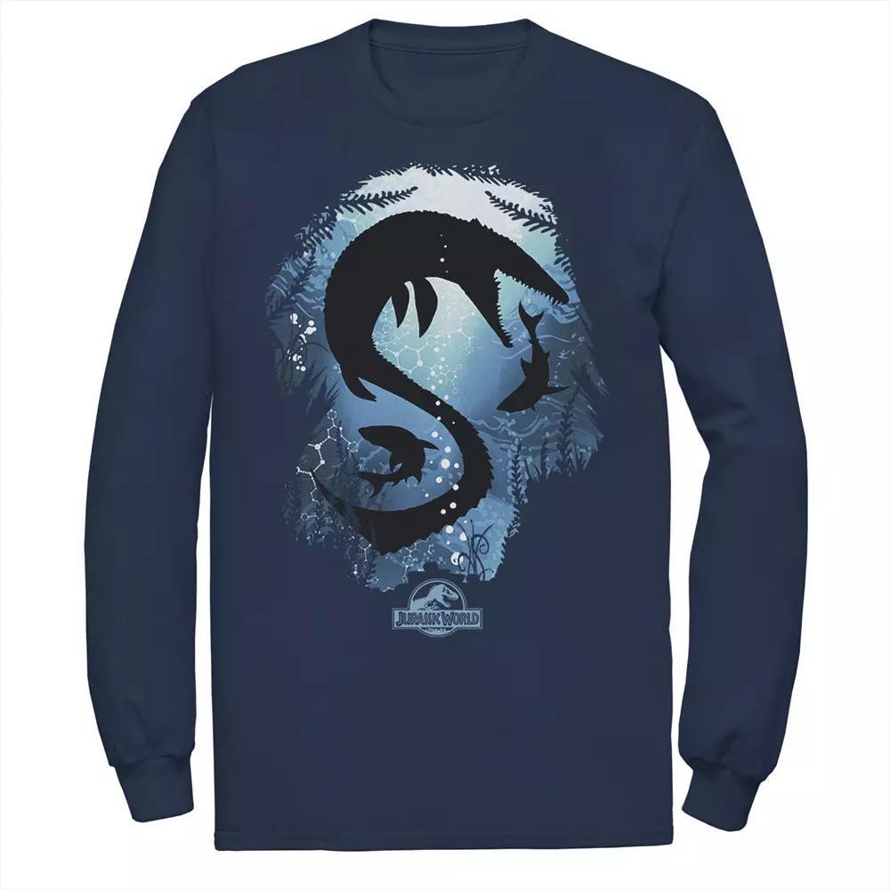 Men's Jurassic World Under Water Fears Long Sleeve Graphic Tee, Size: Large, Blue Product Image