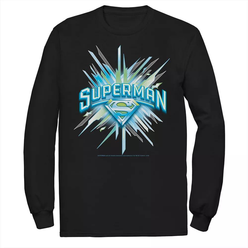 Men's DC Comics Superman Crystal Chest Text Logo Tee, Size: 3XL, Black Product Image