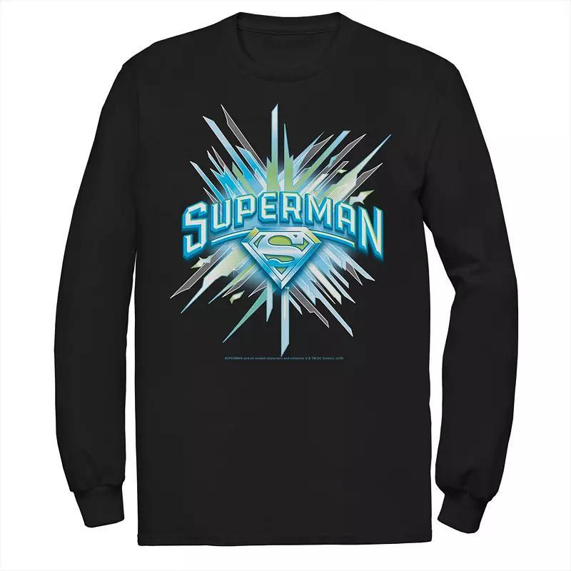 Men's DC Comics Superman Crystal Chest Text Logo Tee, Size: 3XL, Black Product Image