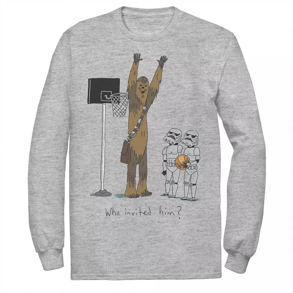 Disney's Star Wars Men's Chewbacca Basketball Who Invited Him Long Sleeve Tee, Size: 5XL, Athletic Grey Product Image