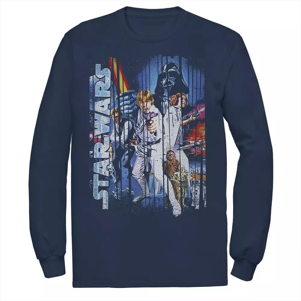 Men's Star Wars Classic Group Shot Striped Poster Tee, Size: Large, Blue Product Image