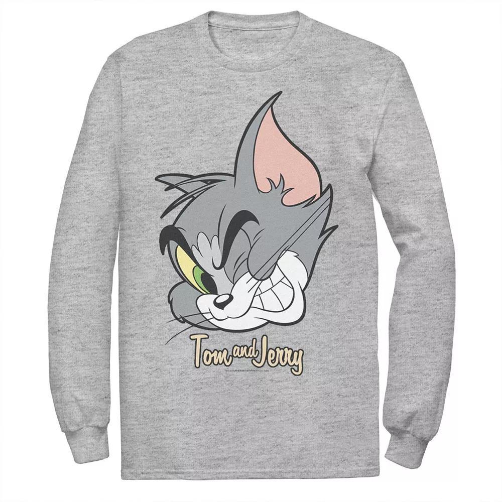 Mens Tom And Jerry Tom Cat Big Face Tee, Men's, Size: Small, Athletic Grey Product Image