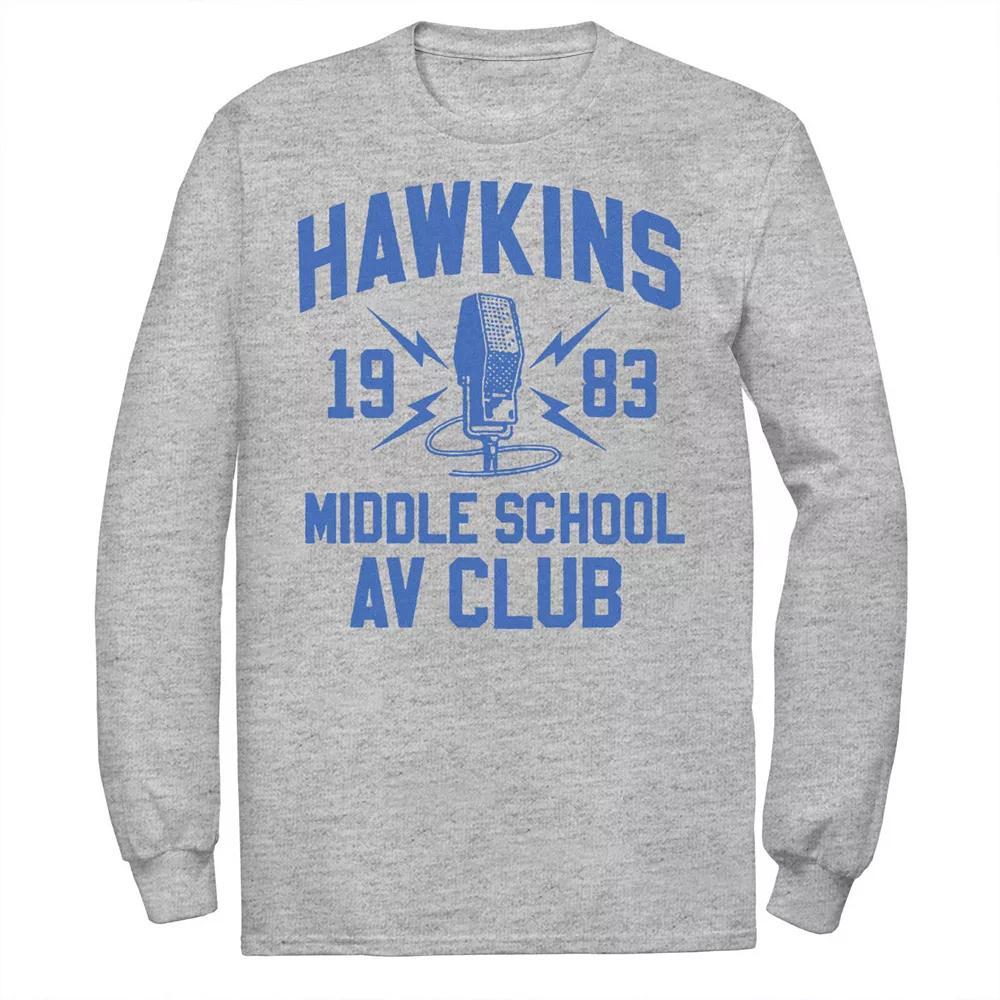 Men's Stranger Things Hawkins Middle School AV Club 1983 Tee, Size: Medium, Athletic Grey Product Image