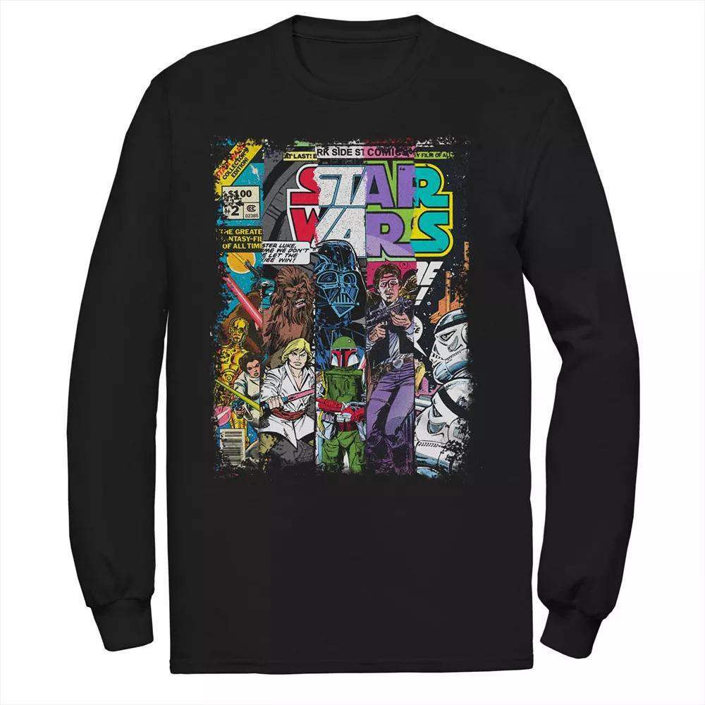 Men's Star Wars Characters Comic Book Covers Long Sleeve Tee, Size: Small, Black Product Image