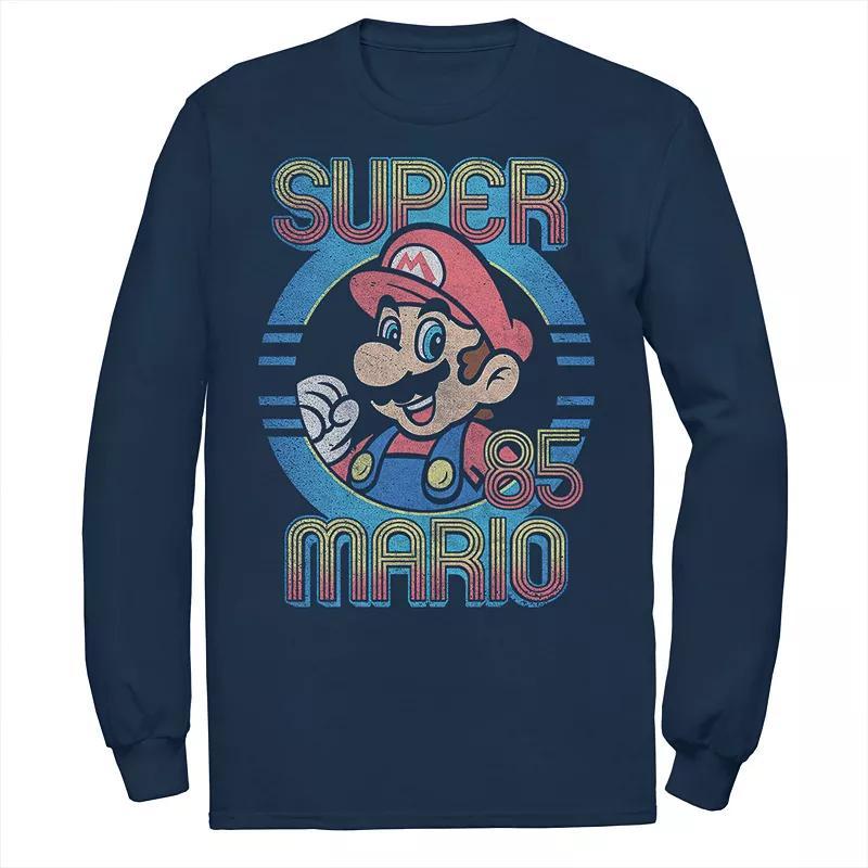 Big & Tall Super Mario '85 Circle Portrait Graphic Fleece Pullover, Men's, Size: Large Tall, Blue Product Image