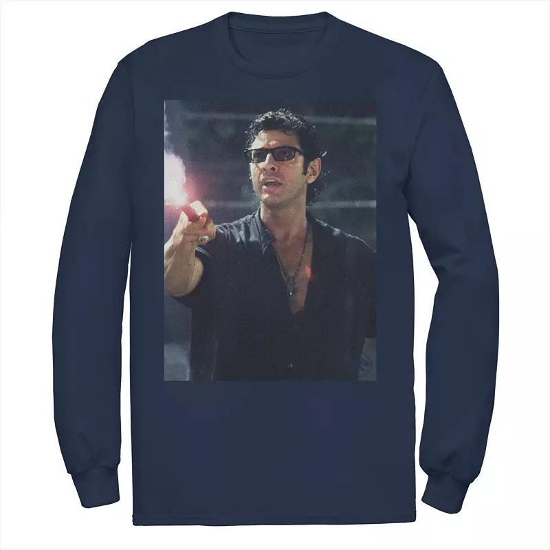 Men's Jurassic Park Ian Malcolm Road Flare Photo Long Sleeve Graphic Tee, Size: Large, Blue Product Image