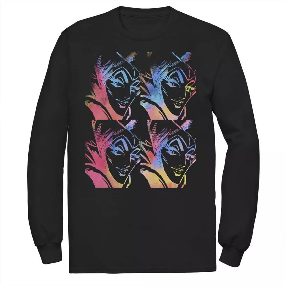Disney's Villains Sleeping Beauty Maleficent Men's Stencil Panels Long Sleeve Tee, Size: Medium, Black Product Image