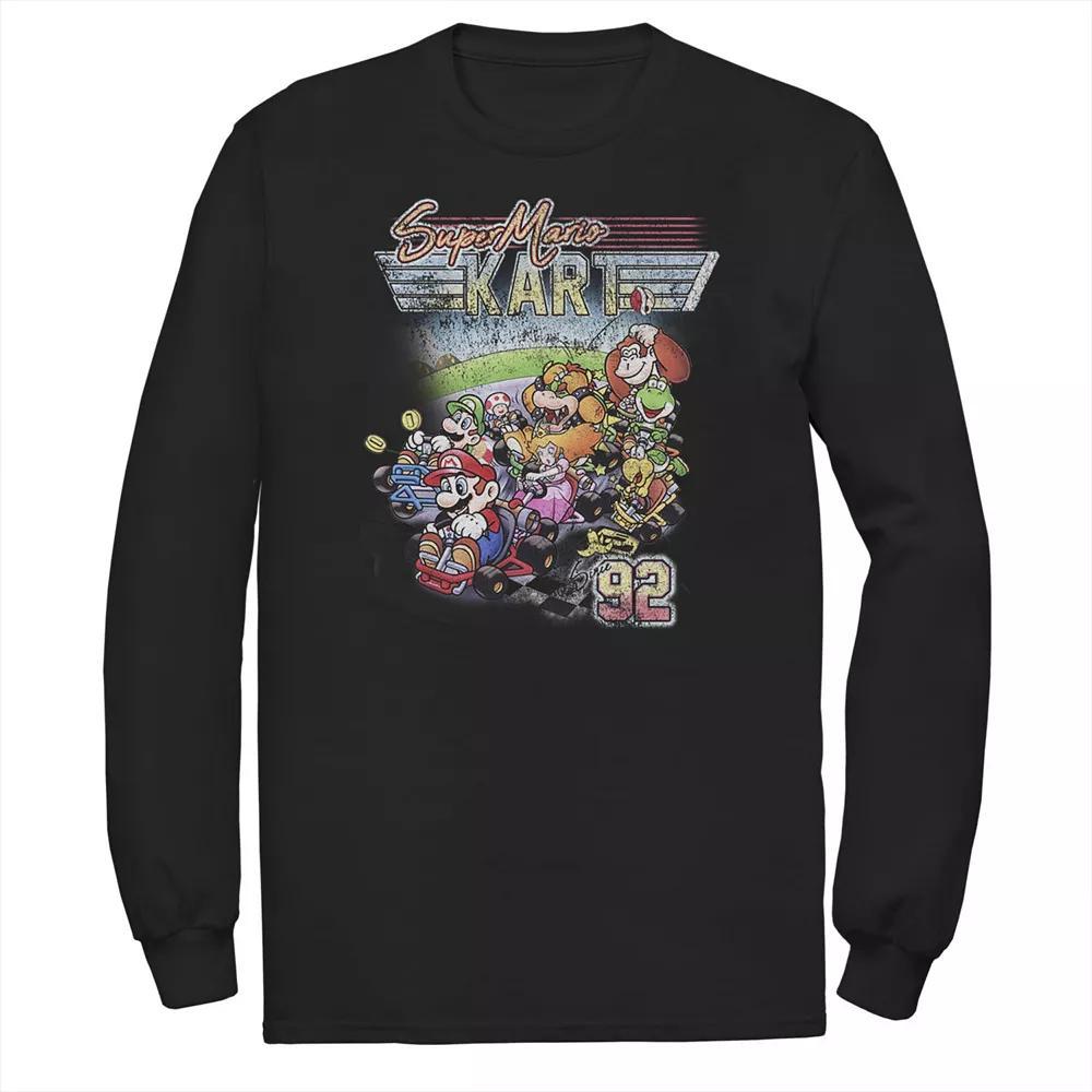 Big & Tall Nintendo Super Mario Kart Distressed Poster Long Sleeve, Men's, Size: Large Tall, Black Product Image