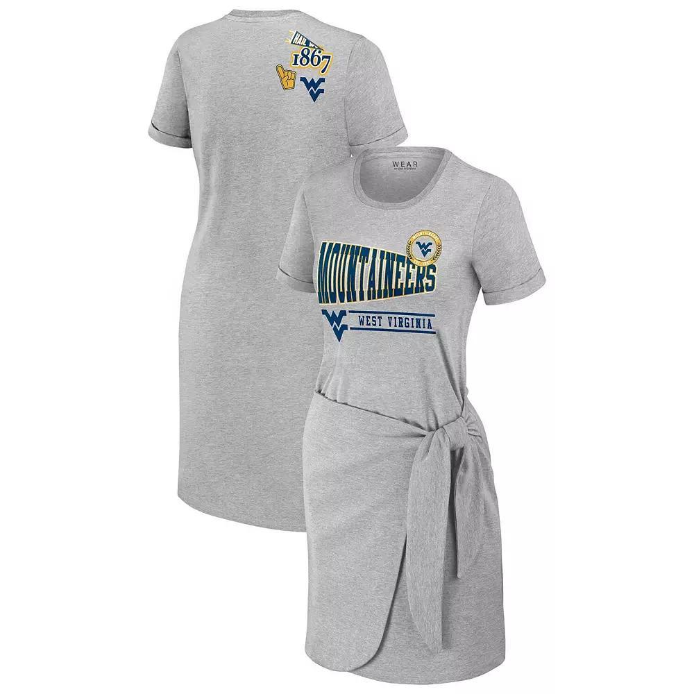 Women's WEAR by Erin Andrews Heather Gray West Virginia Mountaineers Knotted T-Shirt Dress, Size: Medium, Grey Product Image