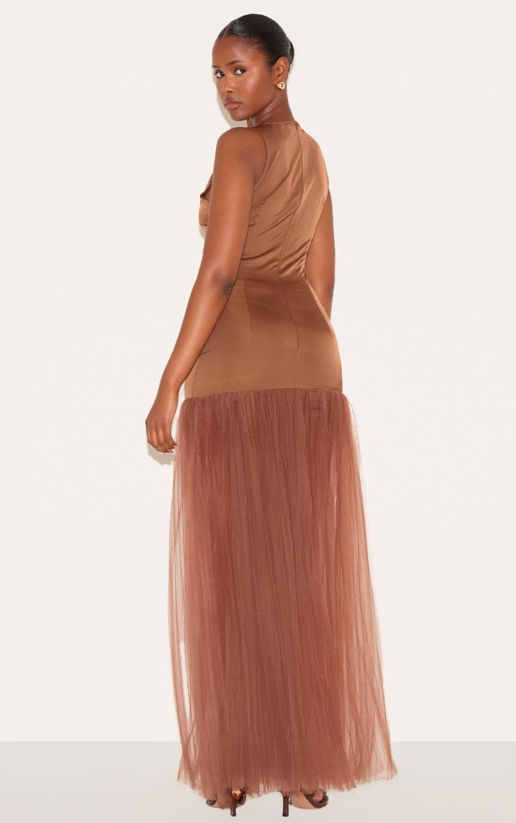Chocolate Scoop Neck Drop Waist Maxi Dress Product Image