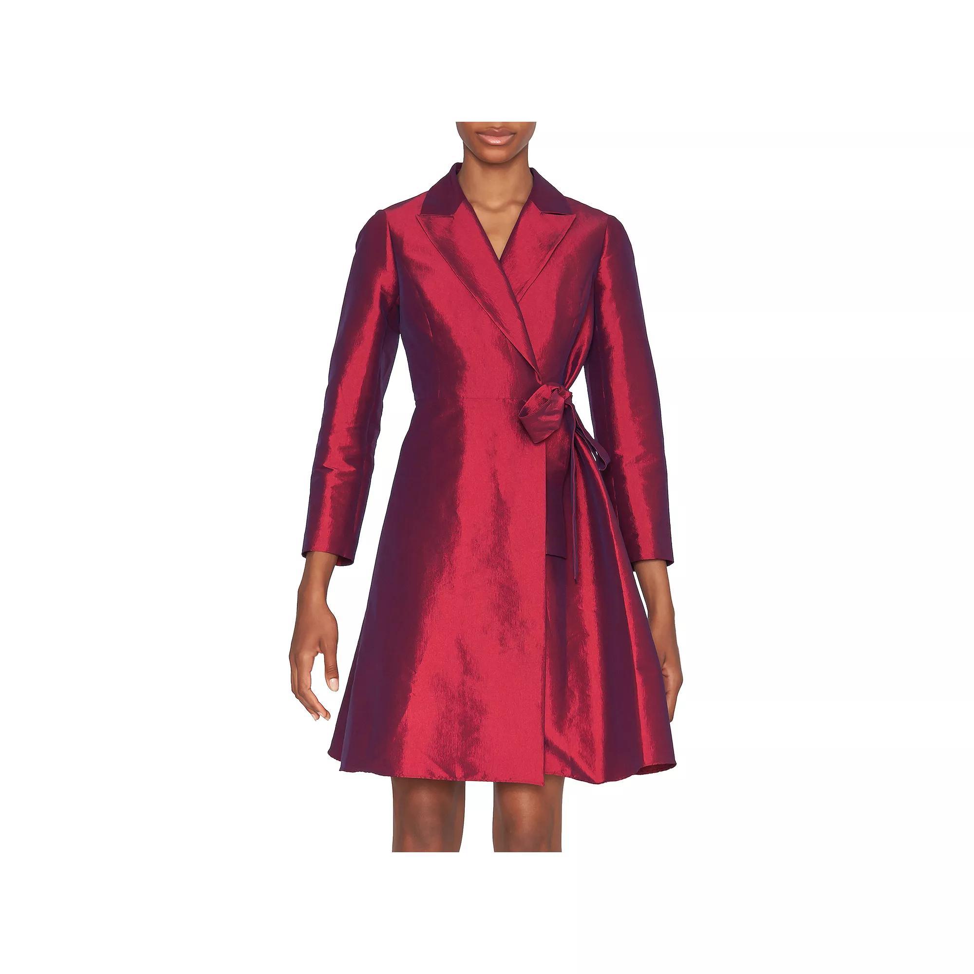 Women's Focus By Shani Dupioni Wrap Dress, Size: 16, Red Product Image