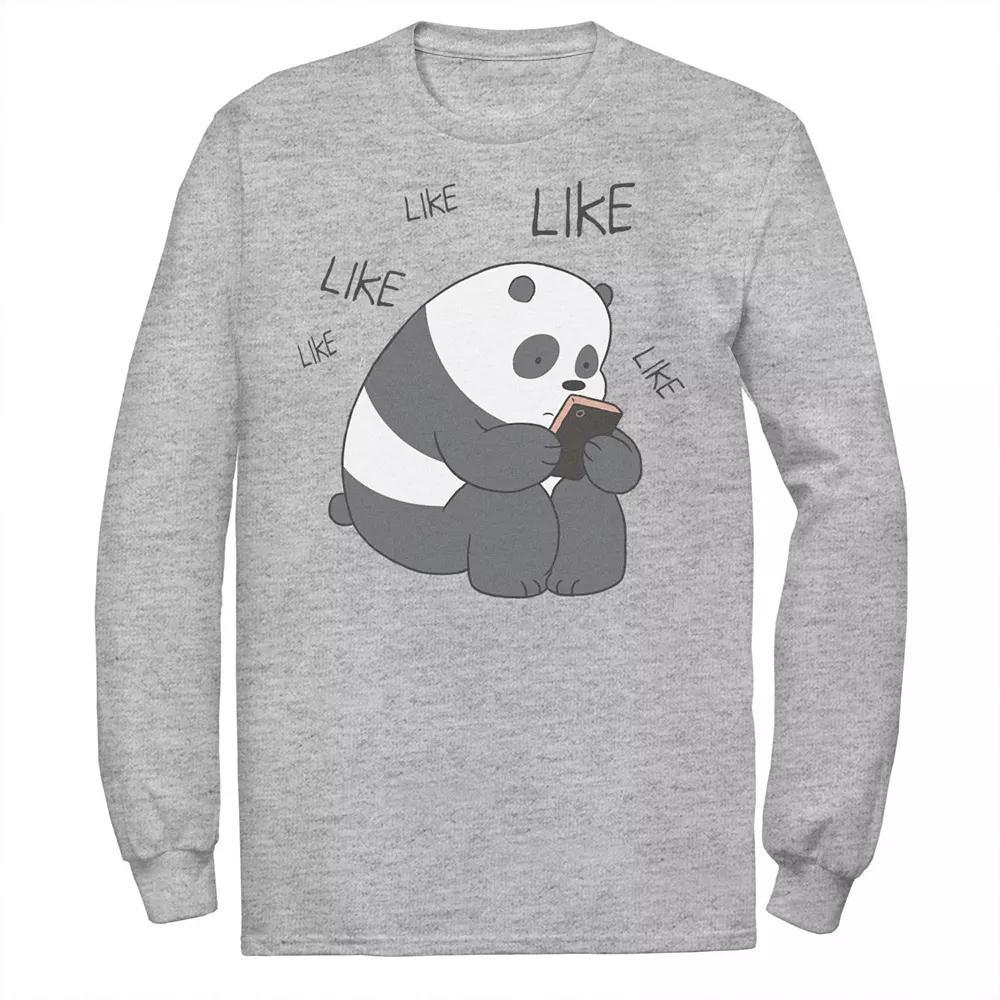 Men's Cartoon Network We Bare Bears Like Like Like Texting Long Sleeve Tee, Size: Large, Athletic Grey Product Image