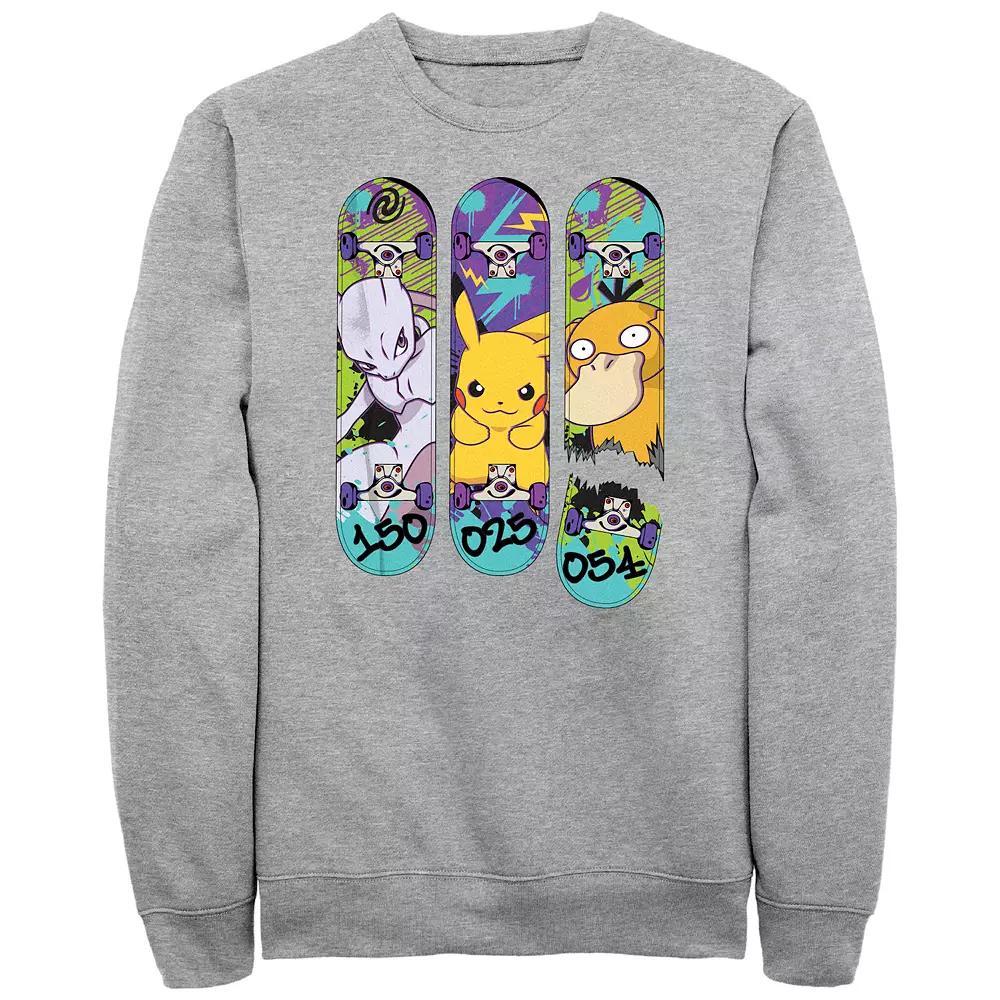 Men's Pokemon Skateboards Designs Fleece Sweatshirt, Size: Large, Athletic Grey Product Image