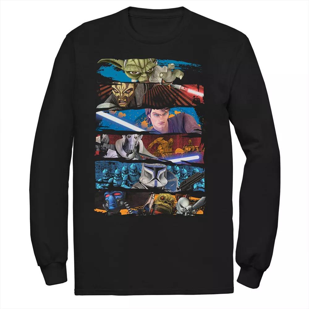 Men's Star Wars: The Clone Wars Character Paint Swipe Panels Tee, Size: Small, Black Product Image