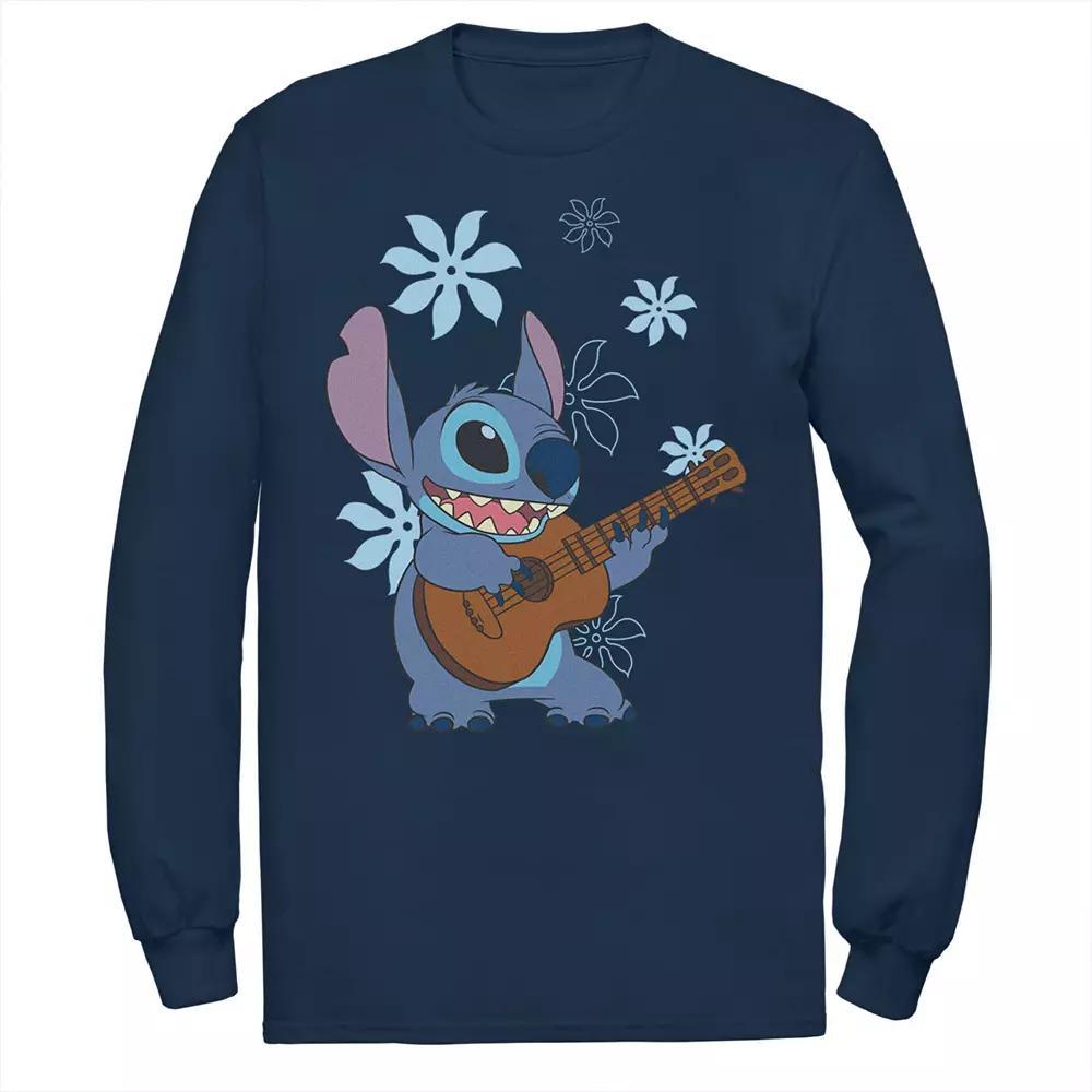 Disney's Lilo & Stitch Big & Tall Flowers Background Long Sleeve Tee, Men's, Size: 4XL, Blue Product Image