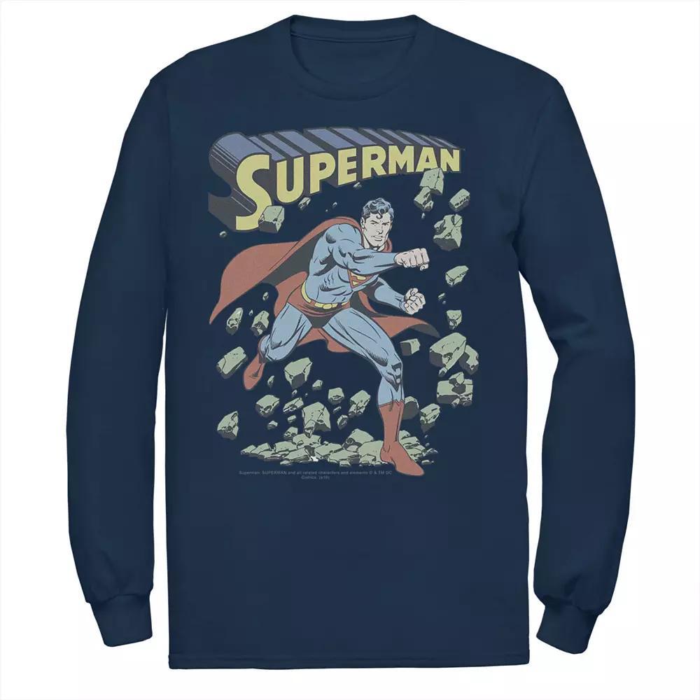 Men's DC Comics Superman With Rocks Vintage Poster Tee, Size: Small, Black Product Image