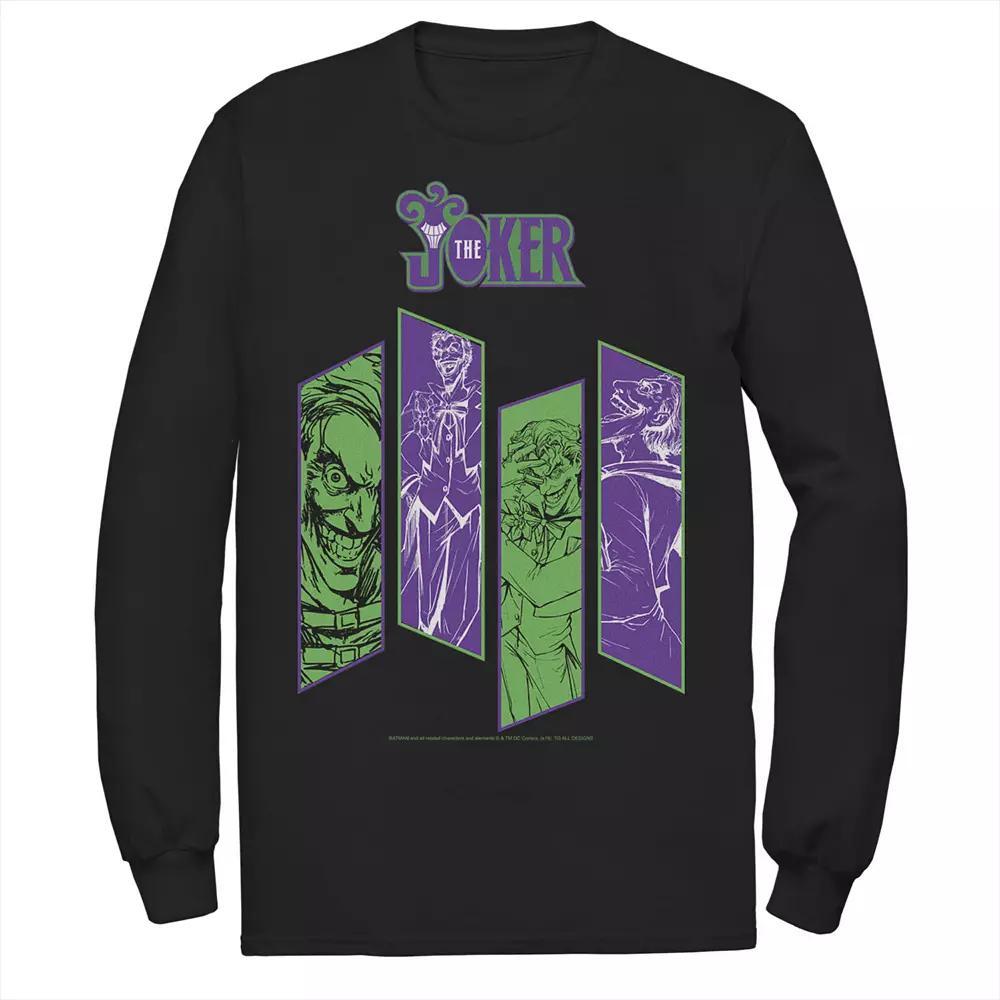 Men's DC Comics The Joker Portrait Panels Long Sleeve Graphic Tee, Size: Medium, Black Product Image