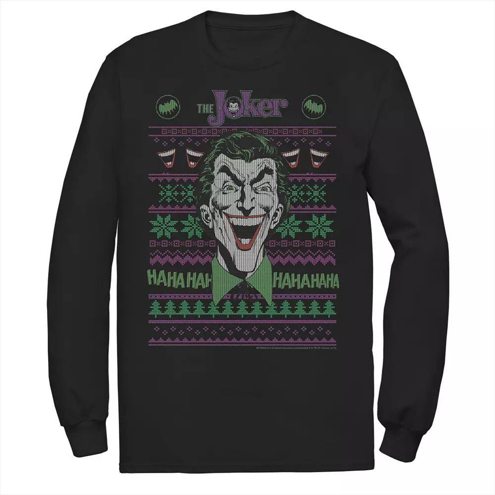 Men's Batman Joker Head Shot Knit Style Tee, Size: Small, Black Product Image