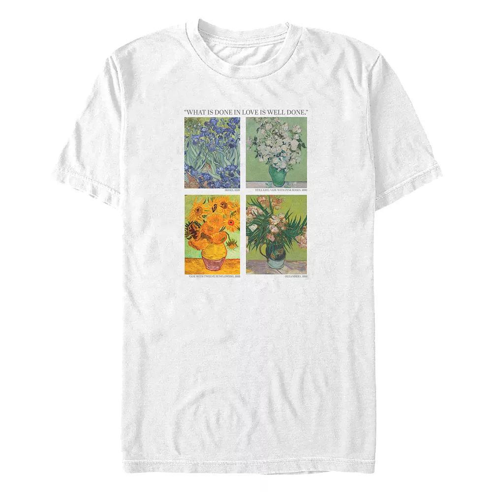 Big & Tall Van Gogh Flower Paintings Graphic Tee, Men's, Size: XL Tall, White Product Image
