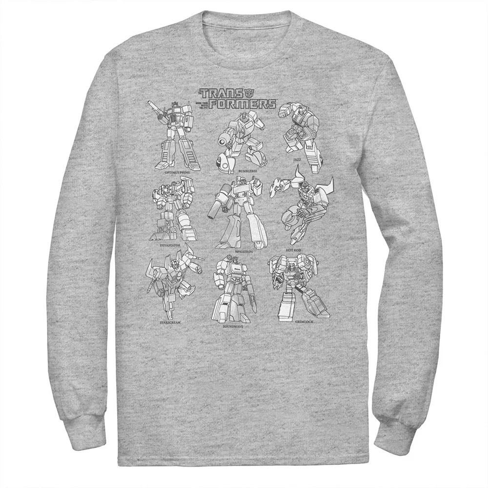 Big & Tall Transformers Textbook Poster Long Sleeve, Men's, Size: XL Tall, Athletic Grey Product Image