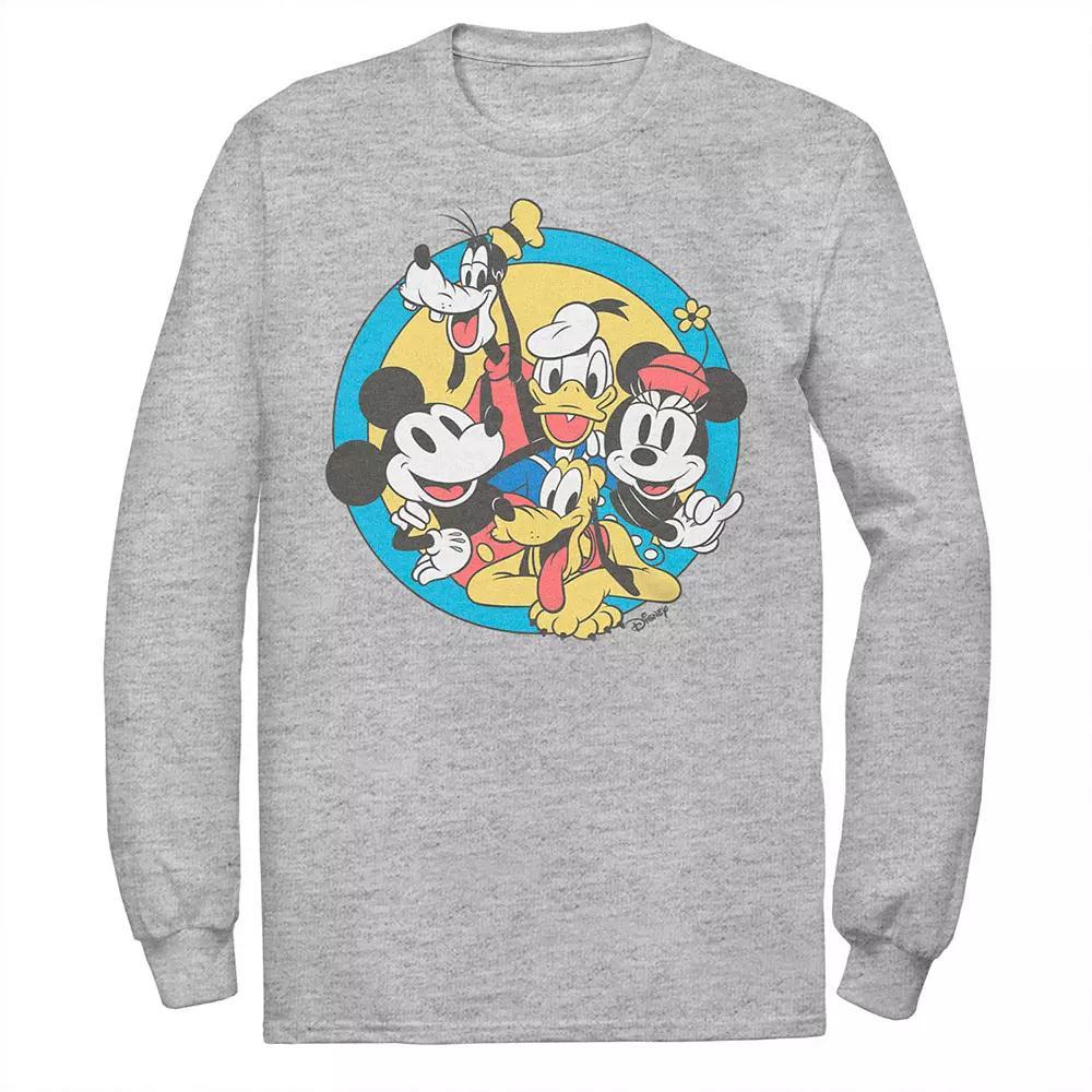 Men's Disney's Mickey And Friends Retro Group Shot Tee, Size: Medium, Athletic Grey Product Image