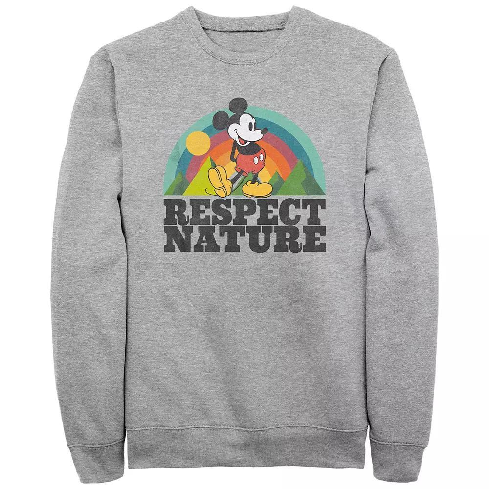 Disney's Mickey Mouse Men's Respect Nature Rainbow Fleece Sweatshirt, Size: Medium, Athletic Grey Product Image