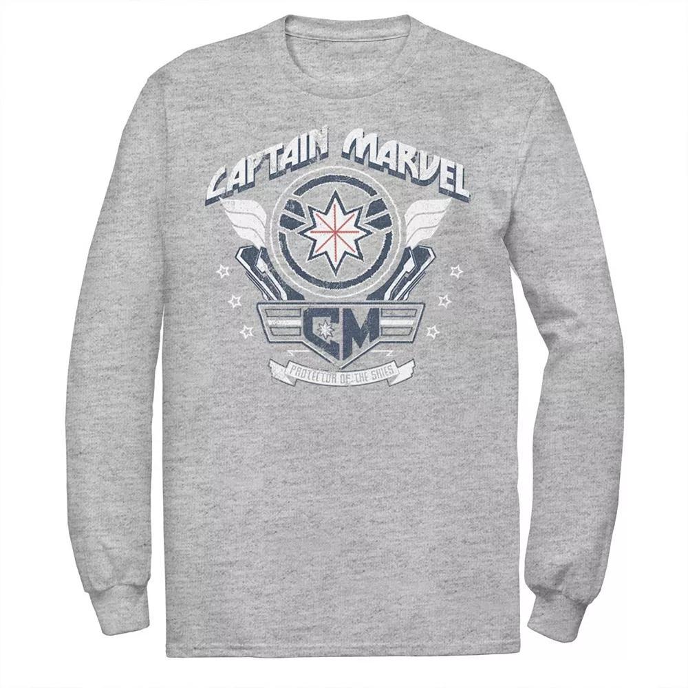 Men's Marvel Marvel Captain Marvel Shield Plaque Logo Tee, Size: Large, Athletic Grey Product Image