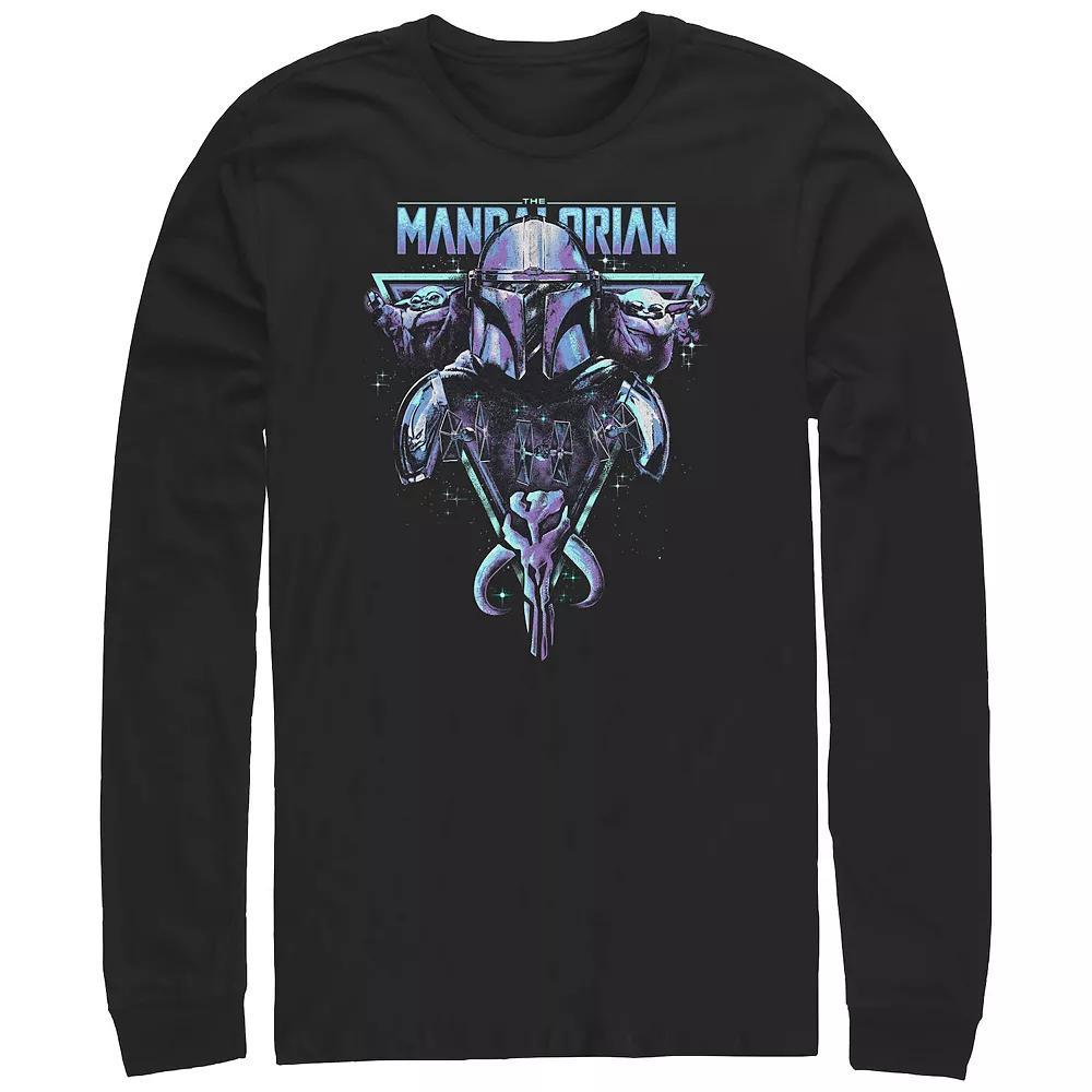 Men's The Mandalorian Grogu Watching Over Mando Graphic Tee, Size: Large, Black Product Image