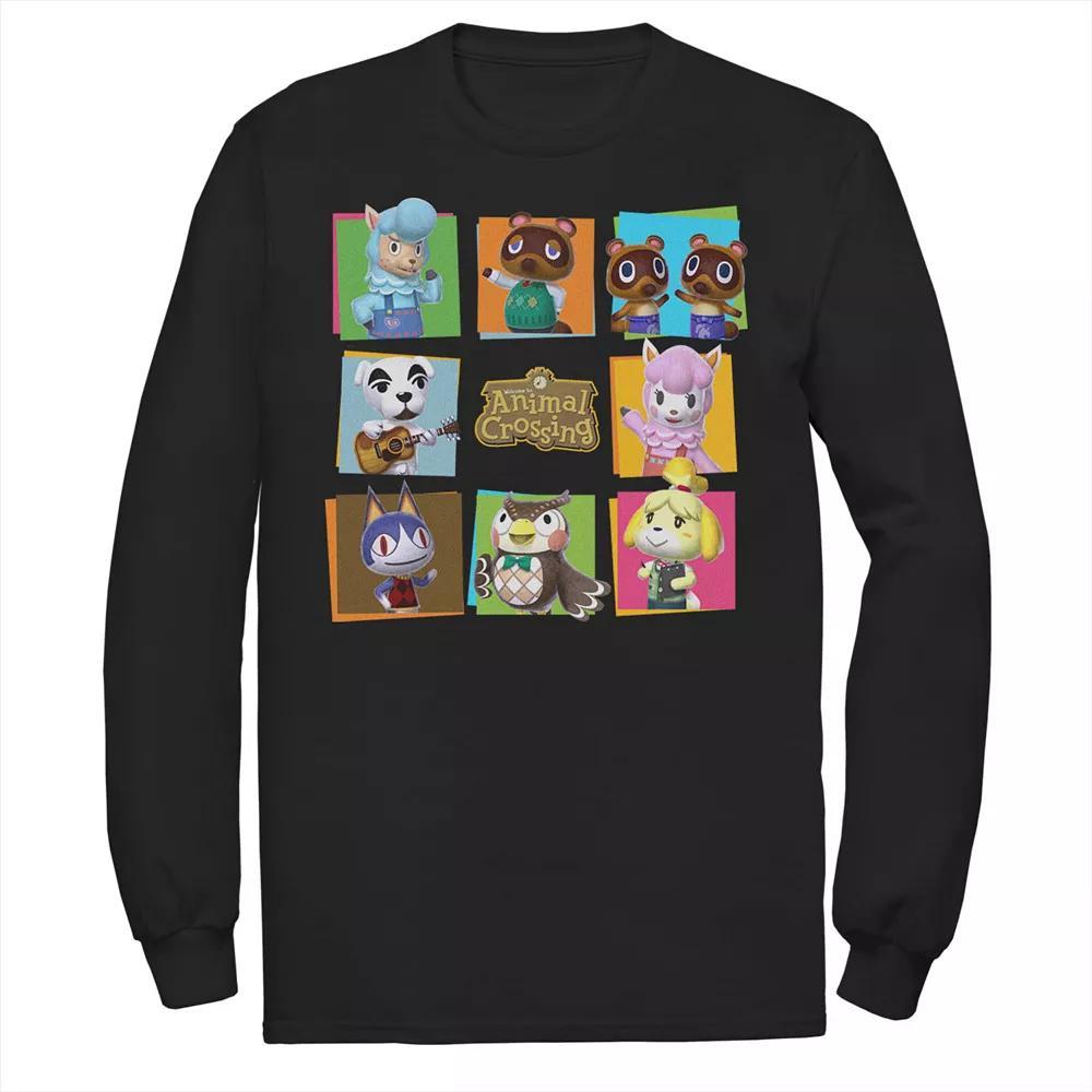 Big & Tall Animal Crossing Characters Boxes Long Sleeve, Men's, Size: 5XL, Black Product Image