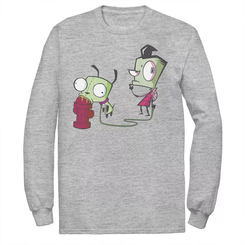 Men's Nickelodeon Invader Zim Walking Gir Fire Hydrant Portrait Long Sleeve Graphic Tee, Size: Medium, White Product Image