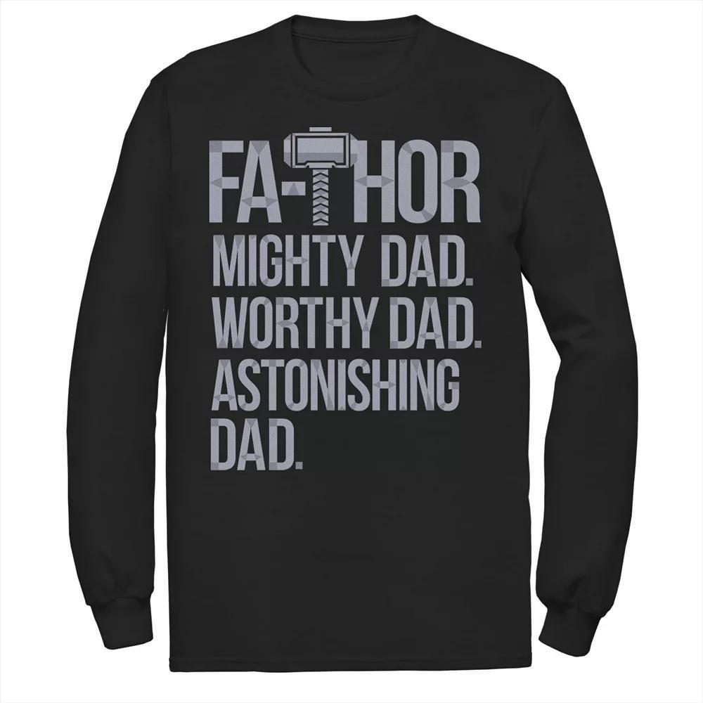 Men's Marvel Fa-Thor Mighty Worthy Astonishing Dad Father's Day Tee, Size: Small, Black Product Image