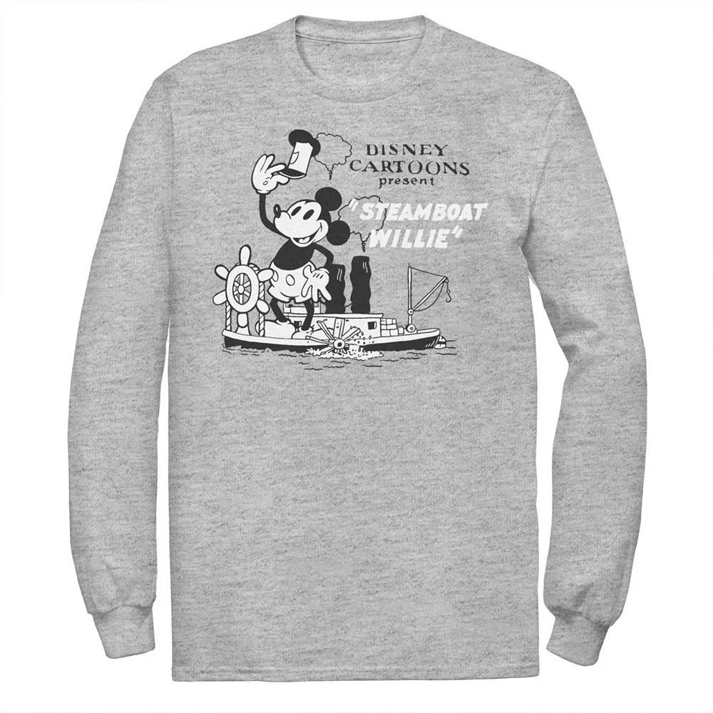 Disney's Mickey Mouse Big & Tall Present Steamboat Willie Long Sleeve Graphic Tee, Men's, Size: 4XL Tall, Athletic Grey Product Image